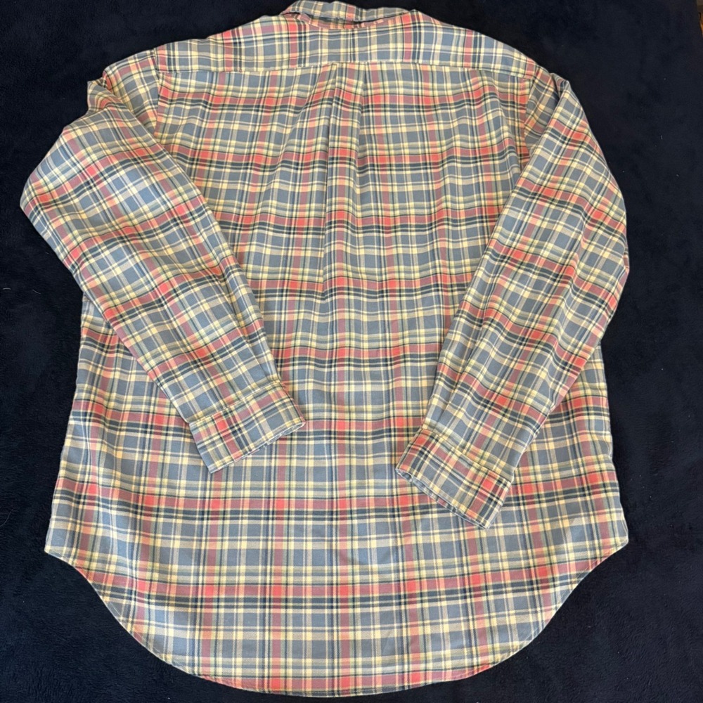 Ralph Lauren Classic Fit Mens XL Plaid Button Down Shirt Blue Red Yellow Cotton - Picture 10 of 11
